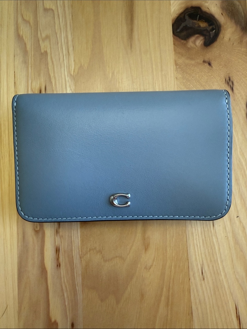 Coach Essential Slim Card Case in Grey Blue